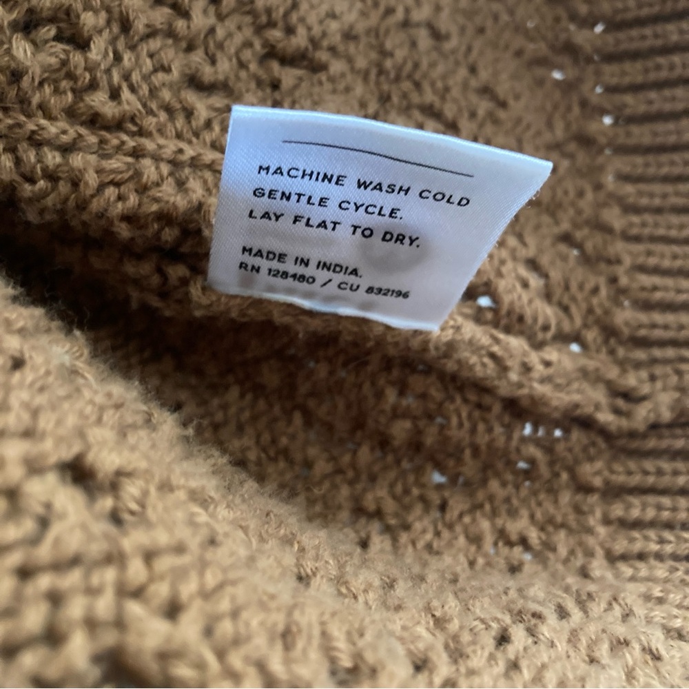Pact Organic Cotton Lattice Knit Oversized Open Cardigan Camel/Tan Earthy XS/S - Picture 10 of 10